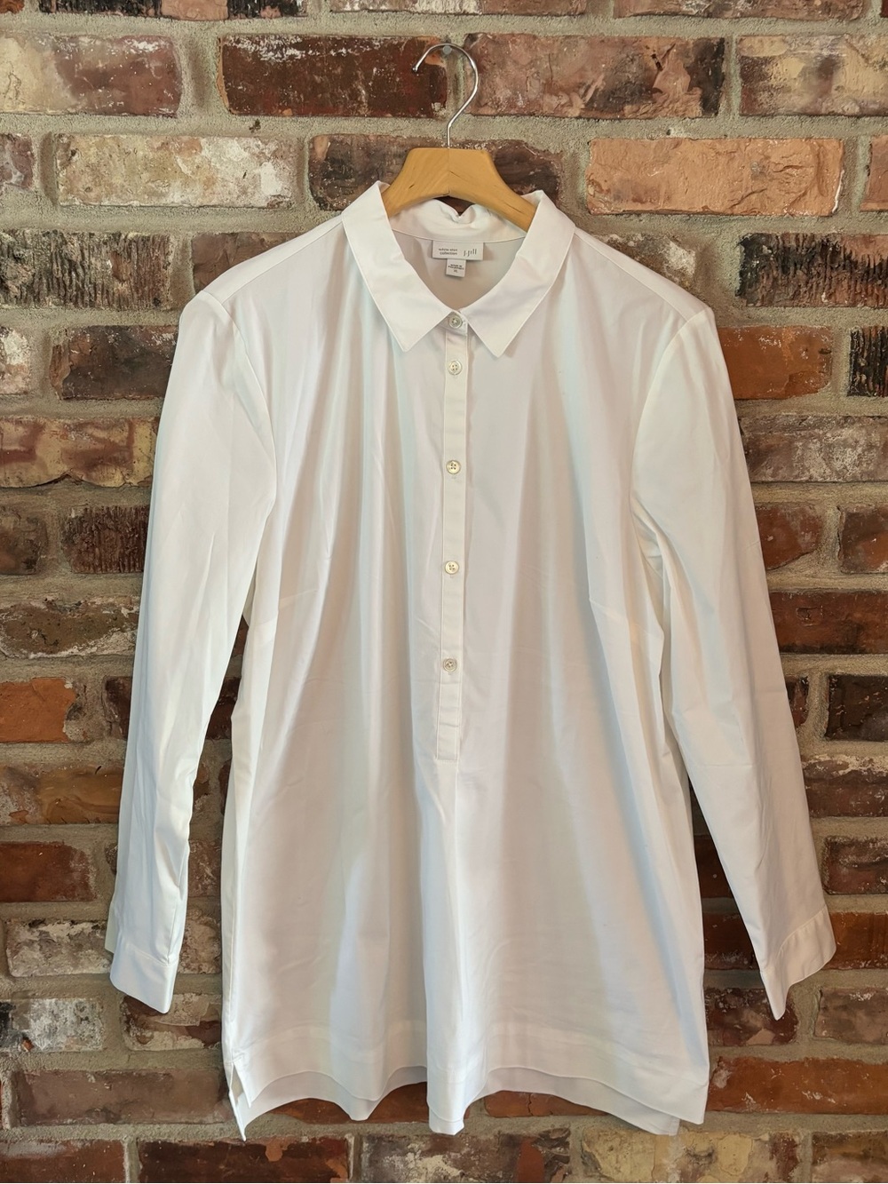 J. Jill White Popover Long Sleeve Tunic Shirt Top, XL